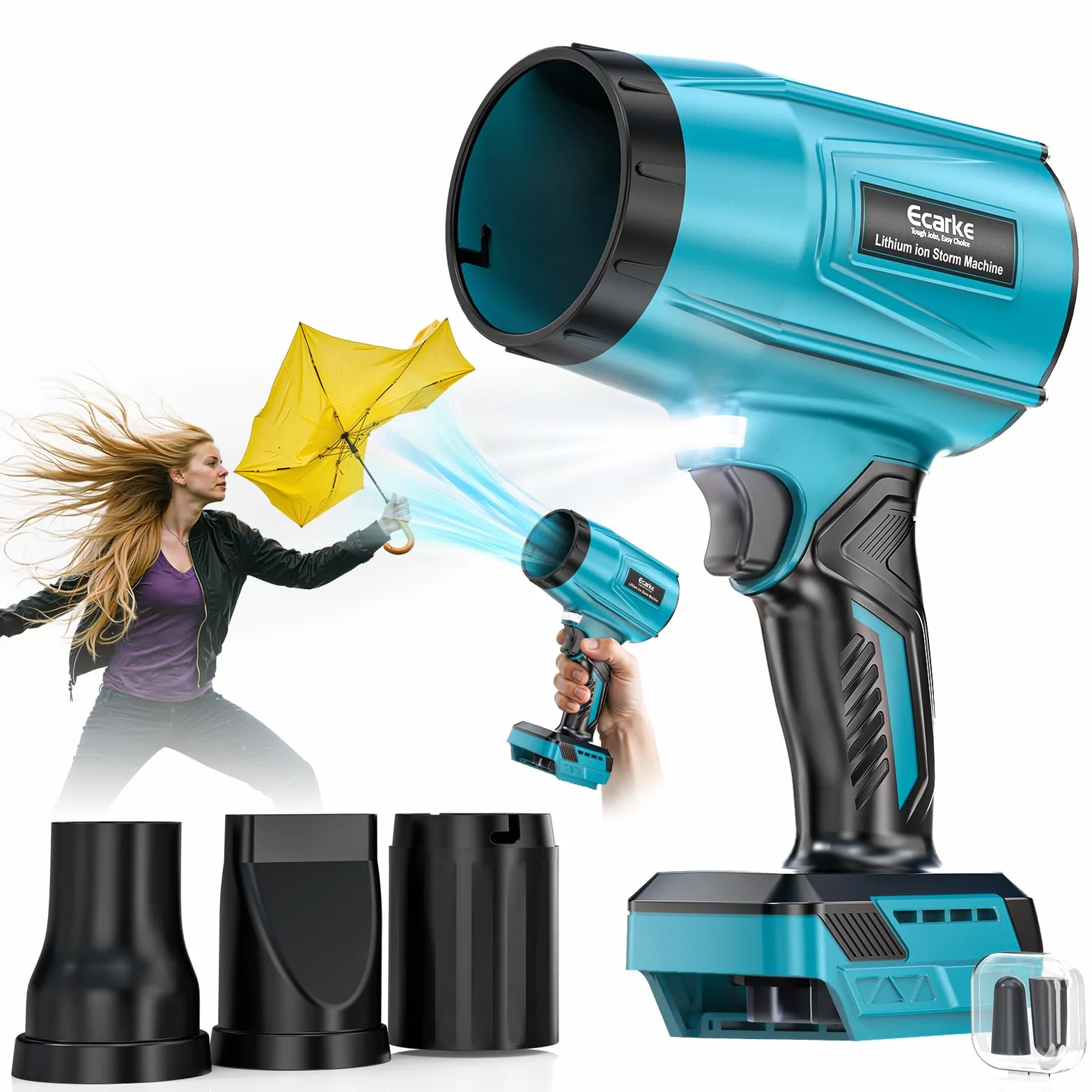 Ecarke Akku-Gebläse Turbo für Makita 18V Akkus, 80.000 U/Min bürstenloser Motor, 60m/s Luftgeschwindigkeit & 850g Luftdruck, tragbarer Laubbläser zum Entfernen von Laub, Staub & Schnee (ohne Akku)
