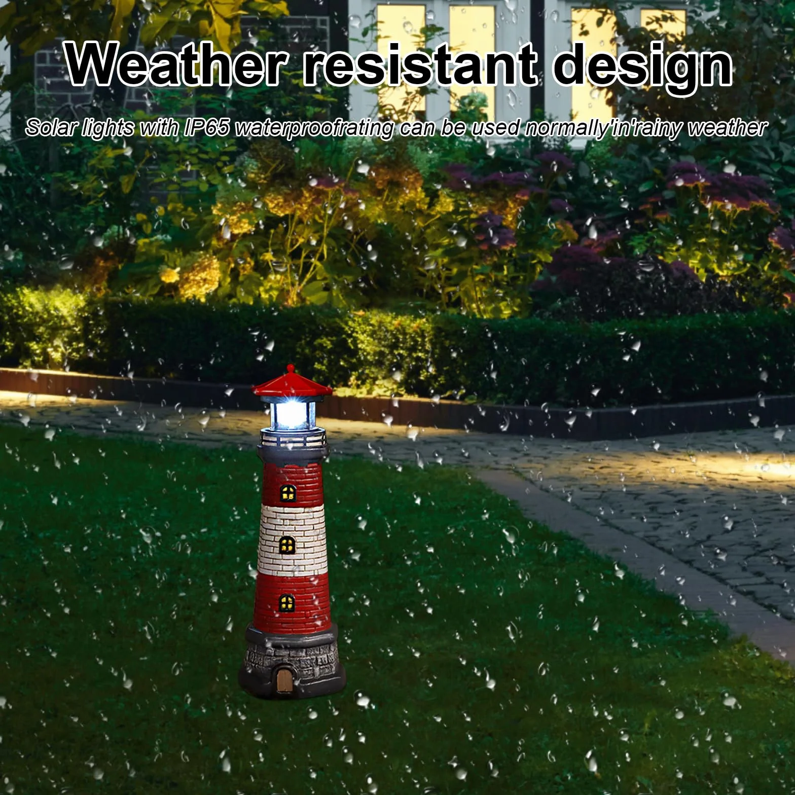 Solarbetriebene Leuchtturm Wasserdicht mit Rotierenden Leuchtfeuer Leuchtturm Solarleuchten für Hof Patio Dekoration
