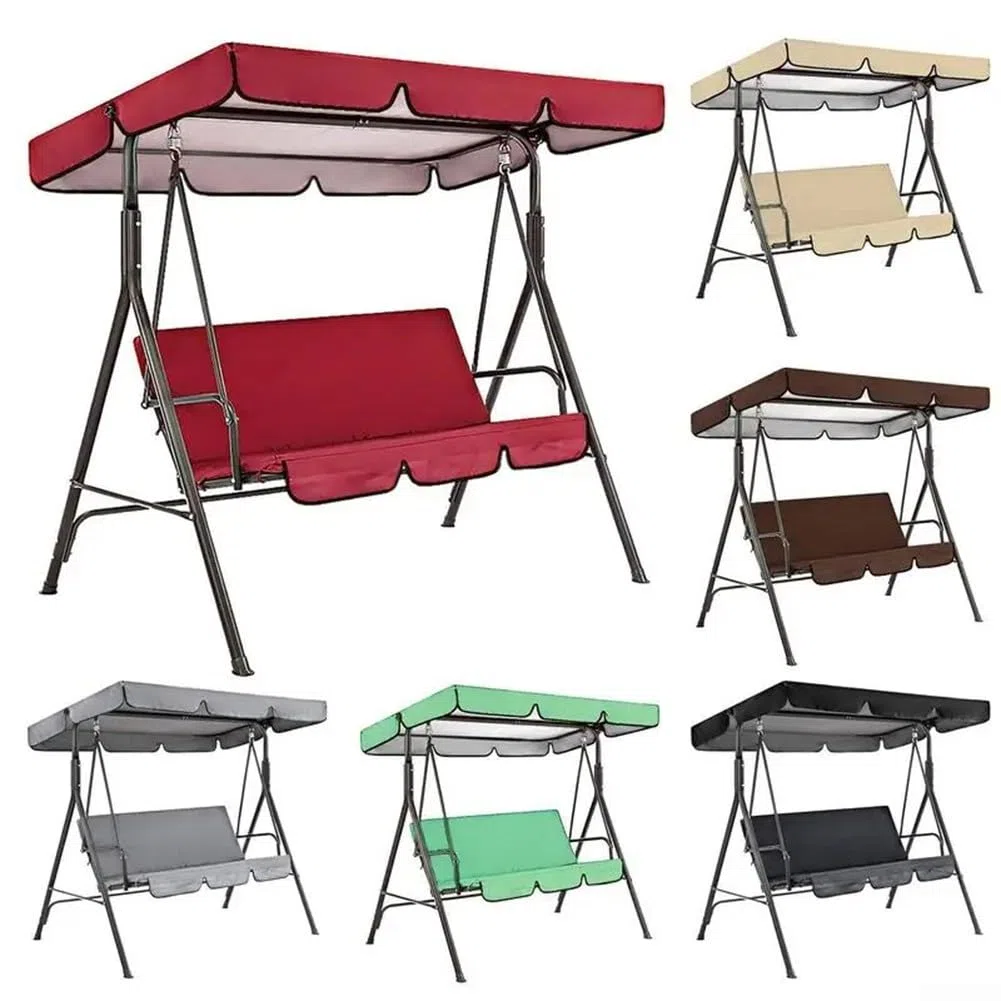 Ersatz-Schaukelsitzbezug, wasserdichtes Ersatz-Set für Gartenschaukelstuhl, 3-Sitzbezüge mit Schaukelüberdachung, ohne Halterung (grün, 164 x 114 x 15 cm)