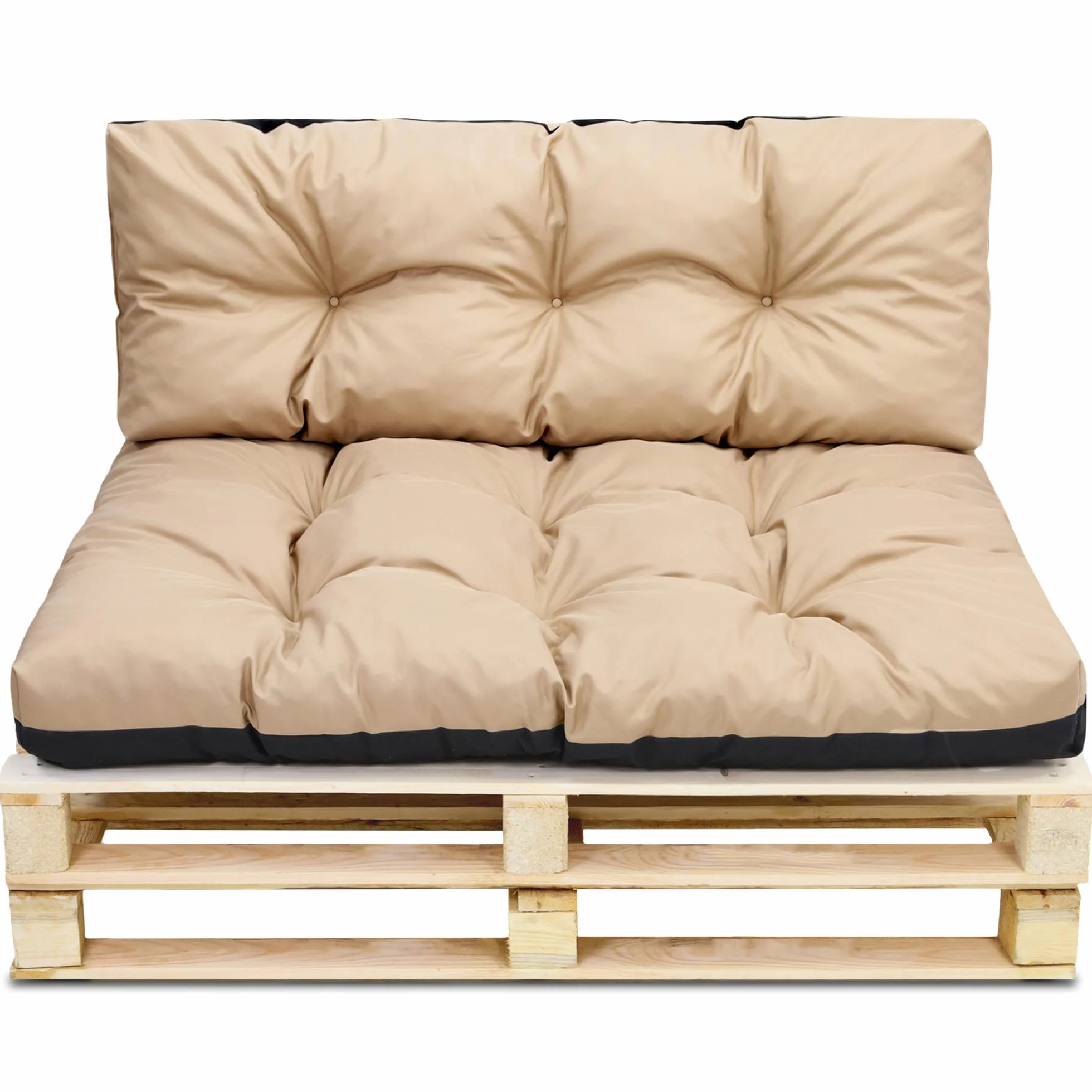 Amazinggirl Palettenkissen Outdoor Waschbar Set: 40x120 cm + 80x120 cm - Pallettensitzkissen Europaletten Sitzkissen Polster Beige