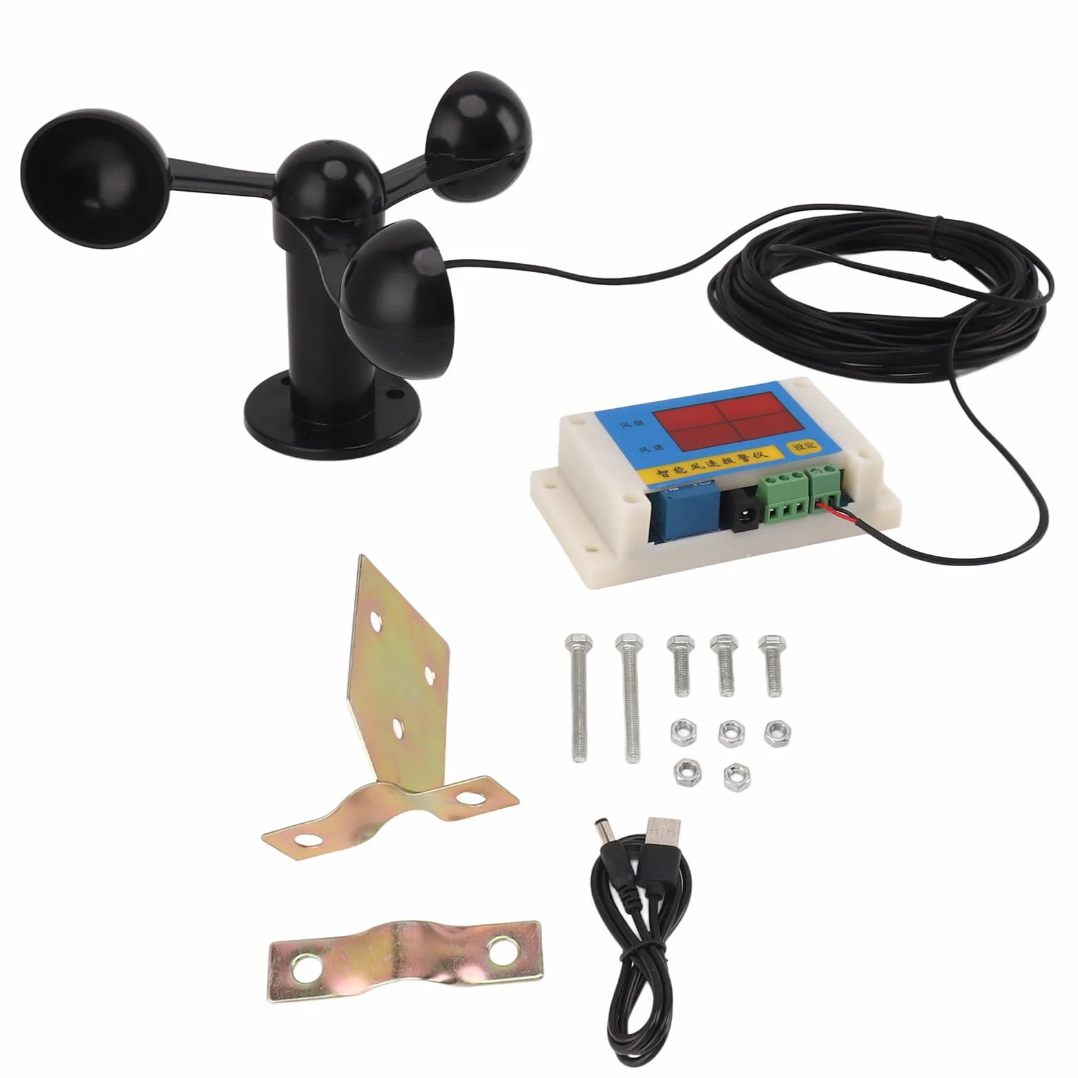Topyond Windsensor Windgeschwindigkeitssensor 3-Tassen Anemometer USB 5V Hohe Präzision Außenbereich
