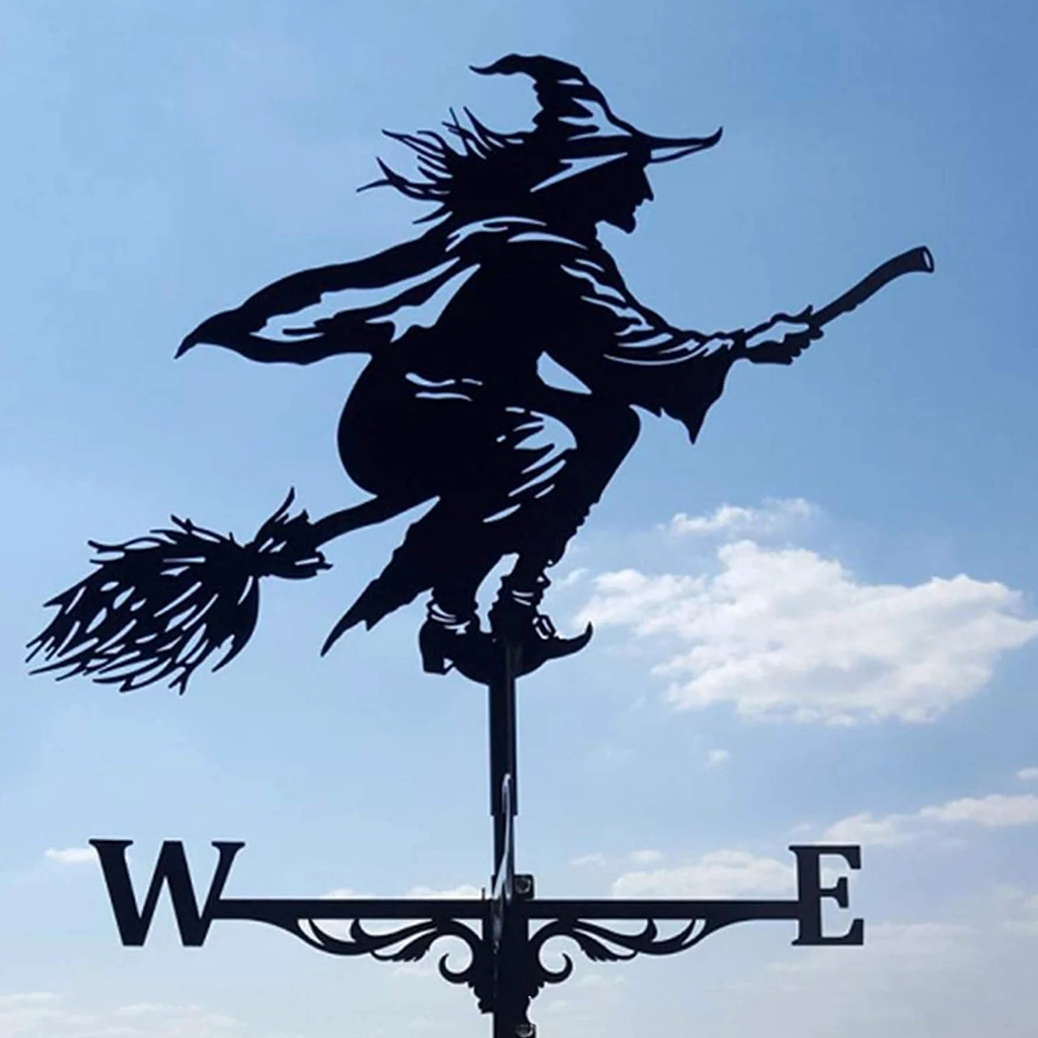 Alnicov Wetterfahne aus Metall, Witch Wetterfahne aus Edelstahl, mit Dachhalterung, Gartendekoration für den Außenbereich, Bauernhof, Garten, Pavillon