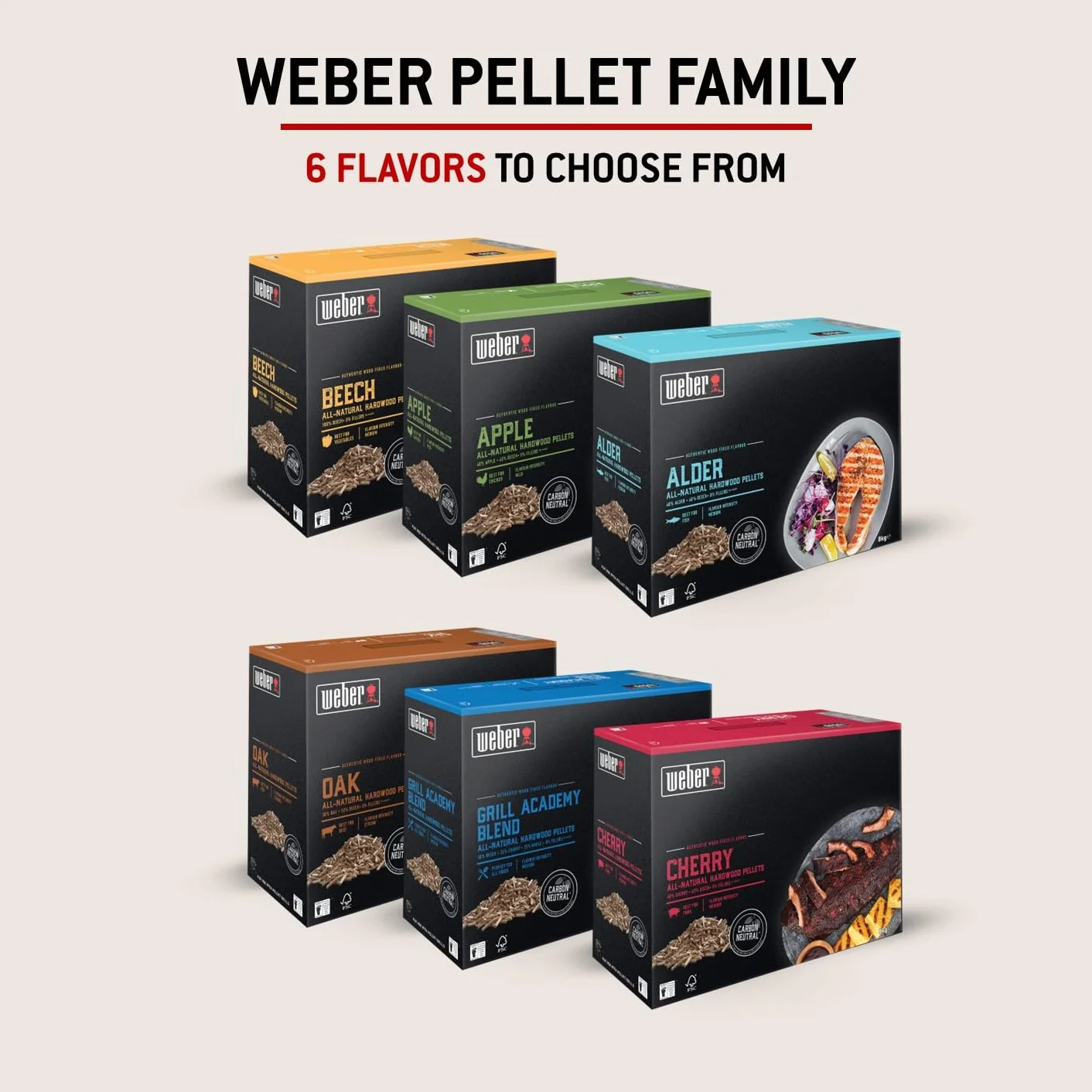 Weber Holzpellets - Kirschholz (8kg), perfekt zum Räuchern von Schwein, 100% natürliche Holzpellets, EU-Produkt, nachhaltig gewonnen, FSC zertifiziertes Holz (18293)