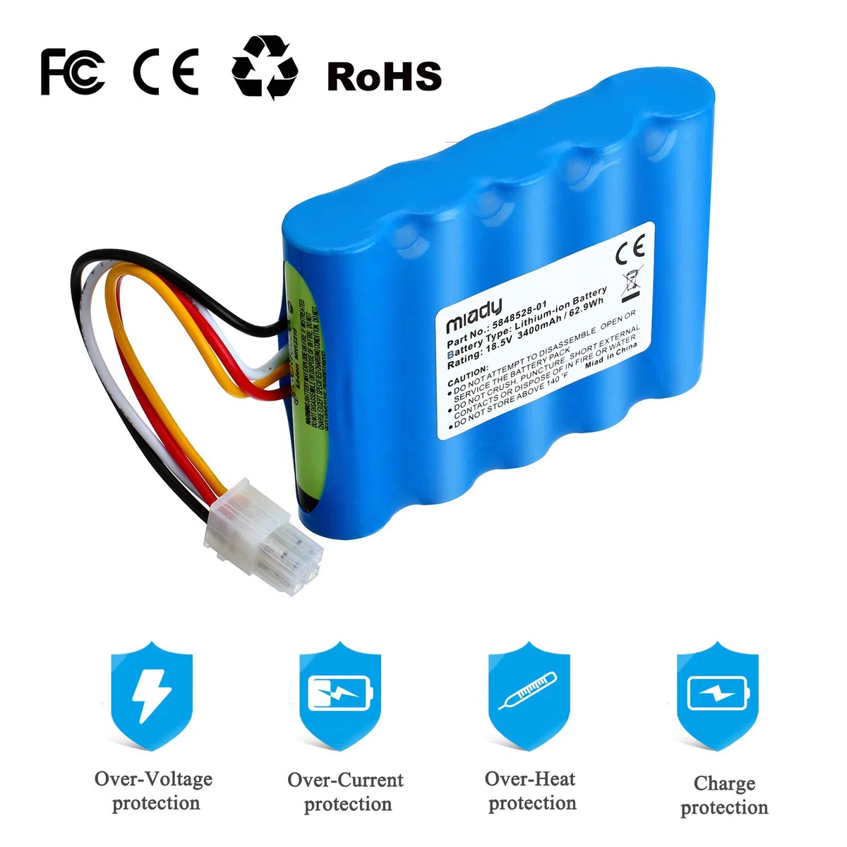 Miady Mähroboter Ersatzakku (3400mAh) Kompatible mit Gardena Sileno R100Li, R130Li, R160Li, Husqvarna Automower 310,315, 584 82 28-01, 584 82 28-02, 584 85 28-01, 589 58 62-01