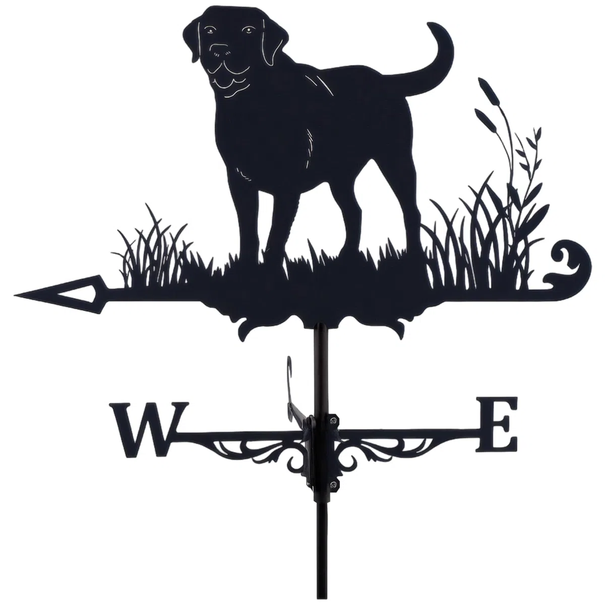 Wetterfahne in Hundeform für den Außenbereich, Schwarze Eisen-Gartendekoration, funktionale Wetterfahne mit Pfeildesign, Windrichtungsanzeiger