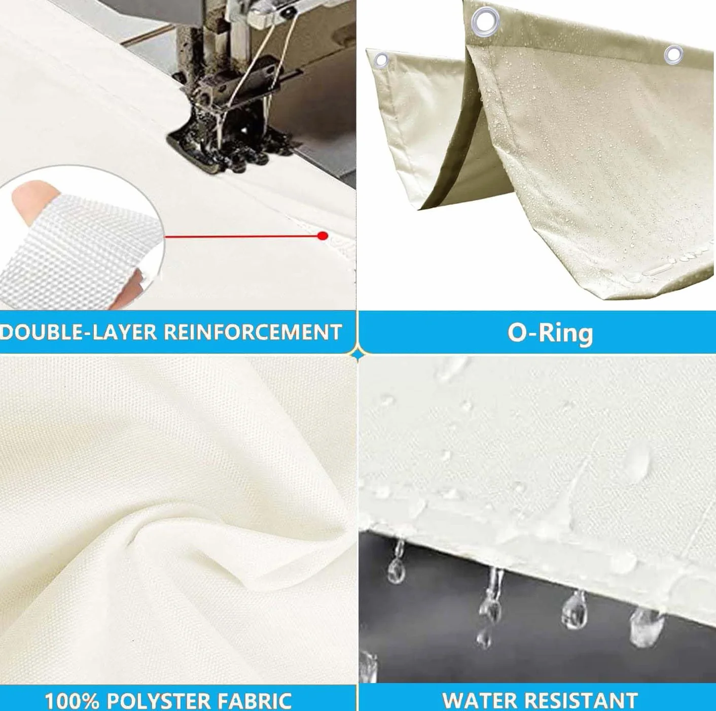 Einziehbare Welle Sonnensegel Nach Maß Wellenmarkise Verstellbar Segeltuch mit Ösen und Kordel Markisenstoff UV-Schutz Sonnenschutz Wasserdicht für Garten Pergola Balkon Terrasse 1x3M Creme