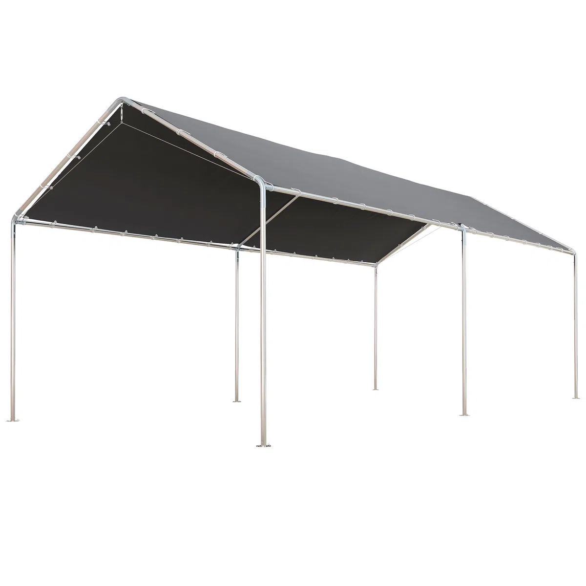 Outsunny Carport Vorzelt für Auto 6 x 3 m verzinkter Stahl Robustes Dach PE hohe Dichte grau