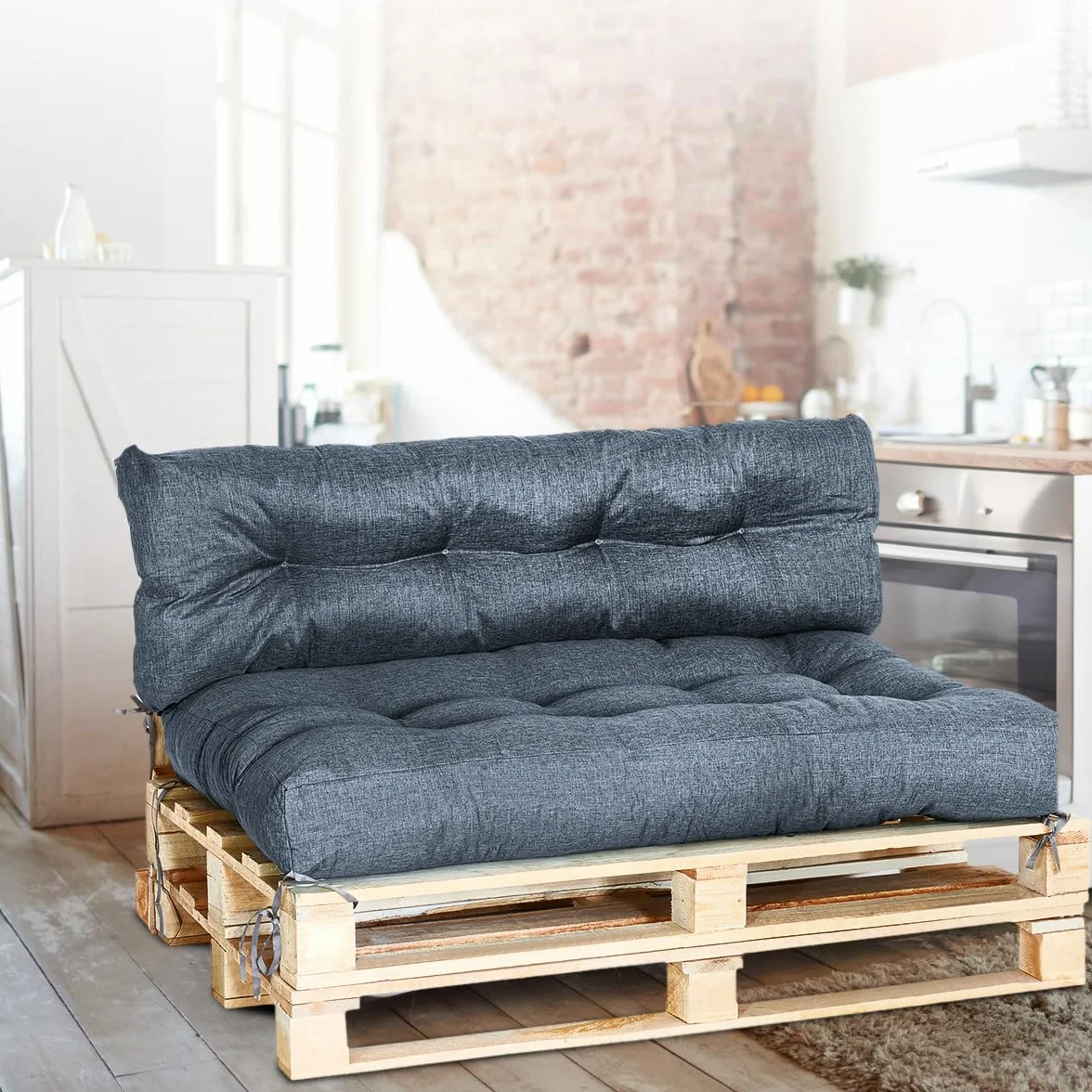MKS Palettenkissen 120 x 80 | Outdoor-Palettenkissen mit Spanngurten passend zur Palette | Balkon-Sofa-Wasserdicht | Balkon-Palettenmöbel | Europaletten-Sitzkissen | Outdoor- Bankauflage