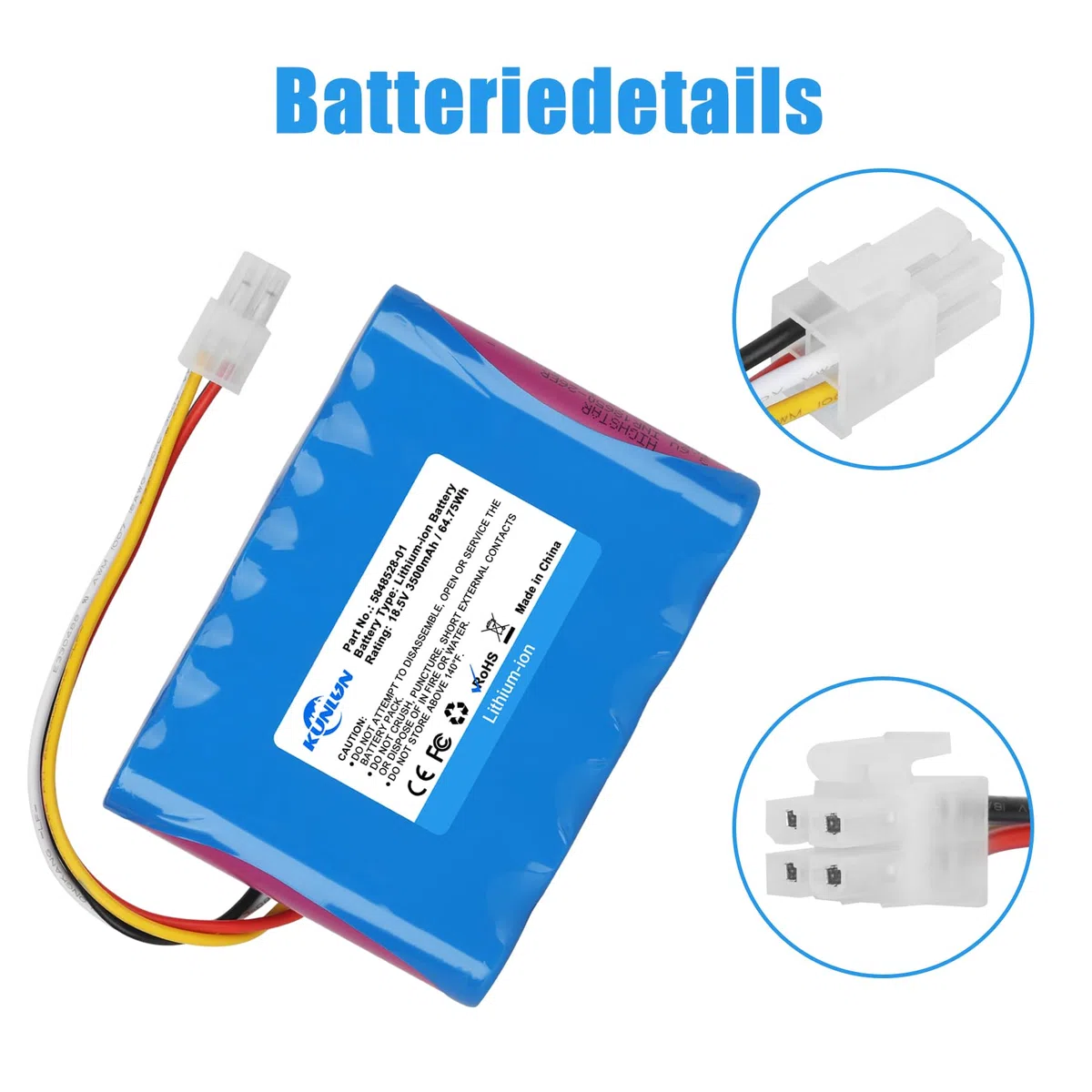 KUNLUN 18.5V 3500mAh Ersatzakku Li-ion für Husqvarna Automower 310,315,584 85 28-02, für Gardena Sileno R100Li,R130Li,R160Li, Mähroboter Akku für 5848228-01,5848228-02,5848528-01,5895862-01