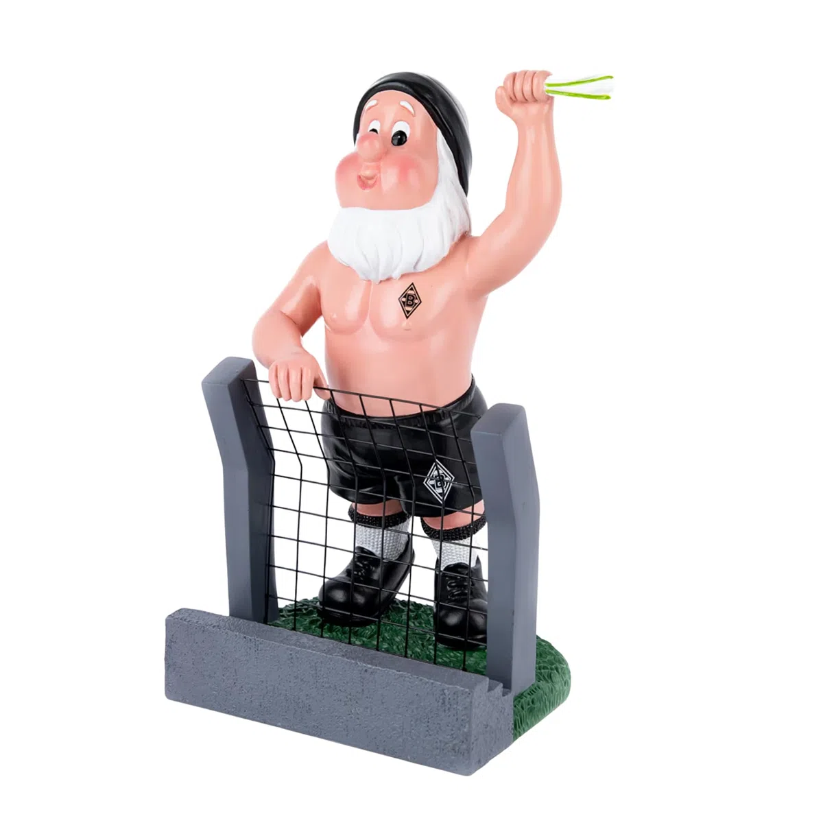 Borussia Mönchengladbach Gartenzwerg „Zaunjubel“ | Offizieller Fanartikel Fohlenshop | Fan Zwerg 14x25 cm | Jubelnder Zwerg mit Vereinslogo, Stadiondeko & Gartenfigur