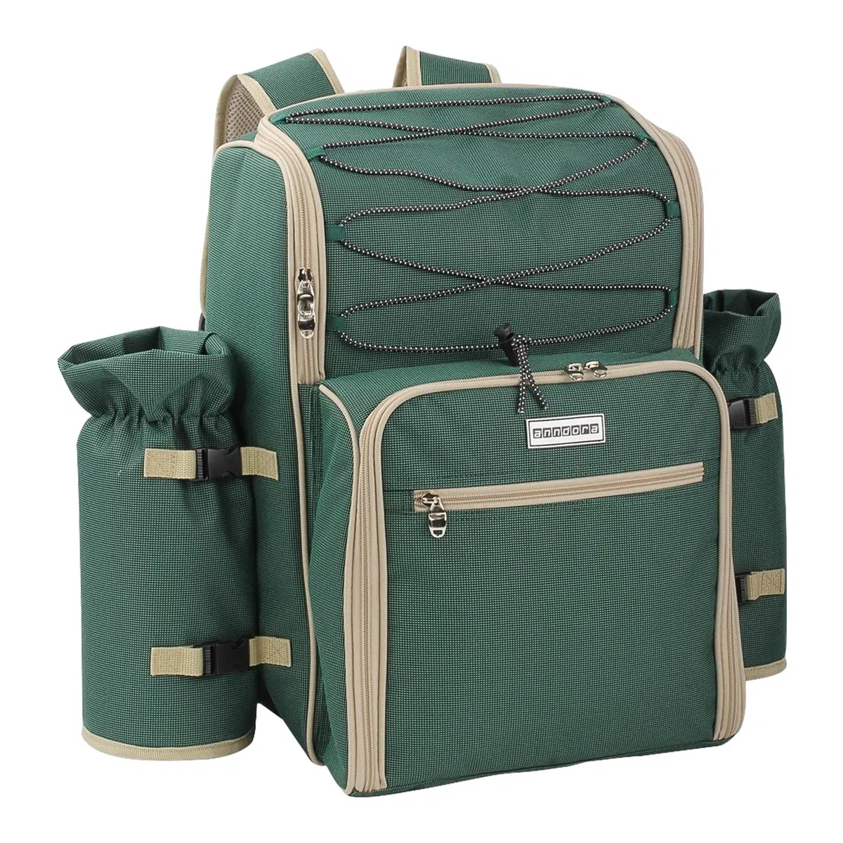 anndora Picknickrucksack 4 Personen mit integrierter Kühltasche grün inkl. 29-teiliges Zubehör