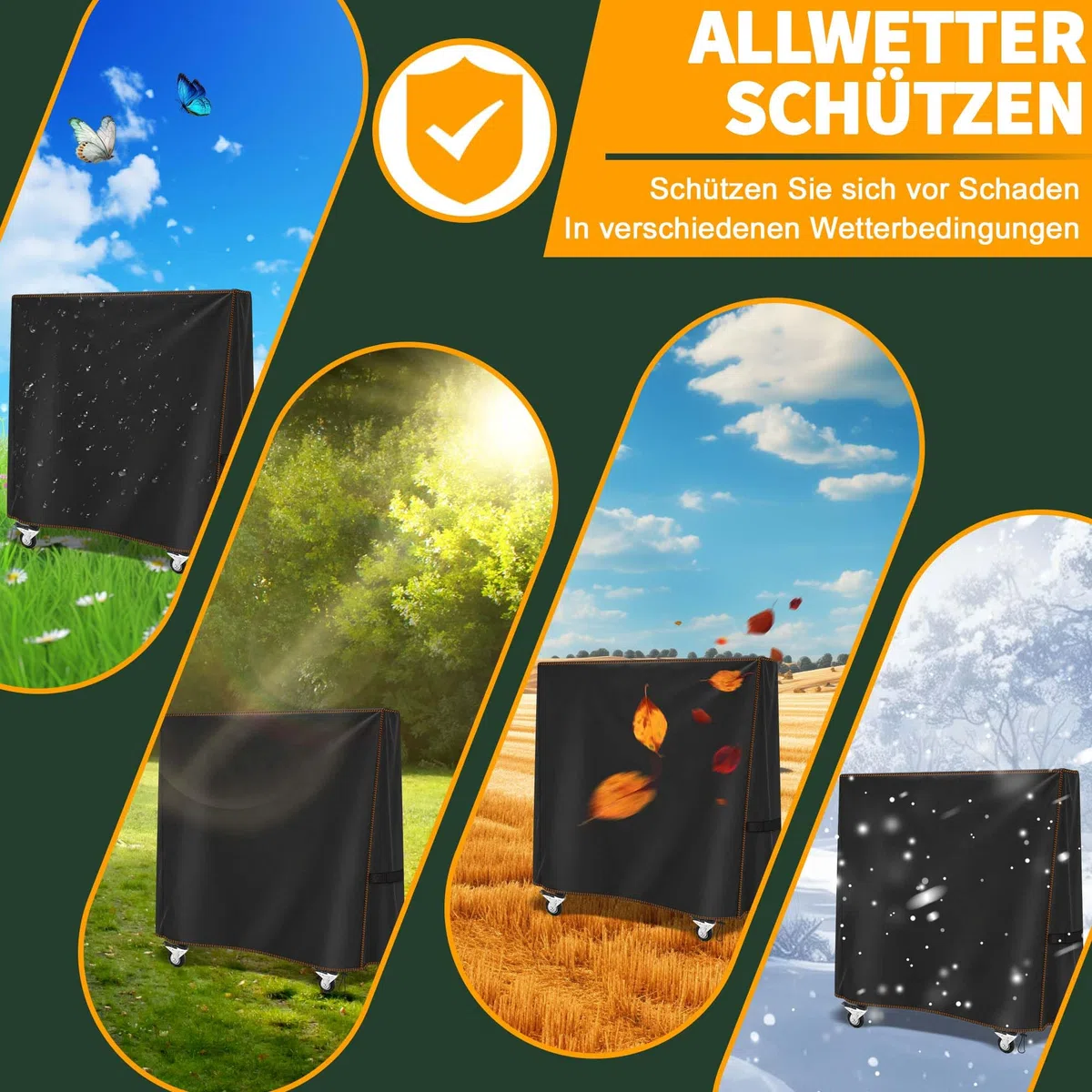 Tischtennisplatte Abdeckung Wasserdichte,Hülle Tischtennisplatte Winddicht für Outdoor und Indoor,Reißfest UV-Beständiges Tischtennis Schutzhülle(165 x 36/71 x 185 cm)