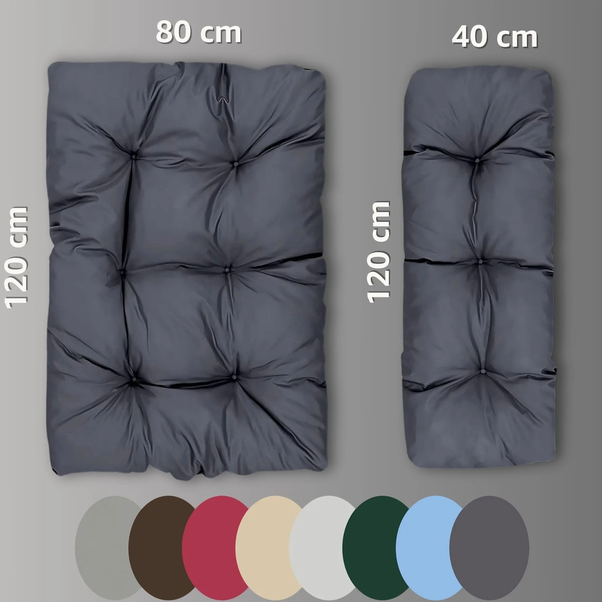 Amazinggirl Palettenkissen Outdoor Kissen Set: Rückenkissen 120x40 cm und Sitzkissen 120x80 cm - Auflagen für Paletten Europaletten Palettensofa und Palettenmöbel Palettenpolster Bordeaux