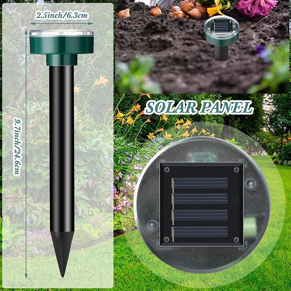 4erPack Professioneller Maulwurf Vertreiber Wühlmausschreck,SCHNELLE Ergebnisse, Wühlmaus, Maulwurf vertreiben,Solar Maulwurfschreck Maulwurfvertreiber