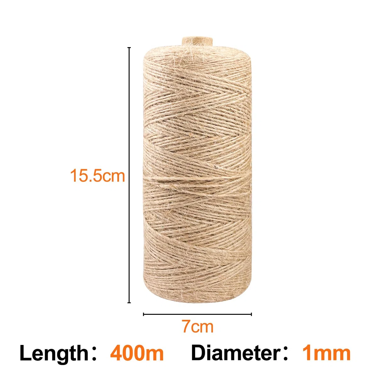 Magrimaxio Jute Kordel, Schnur, juteschnur, kordelband, reißfest hanfseil, naturfaser paketschnur, gartenschnur, bastelschnur, (1mm/400 M), Für Verpackung, DIY Kunst-Handwerk, Floristik, Dekoration
