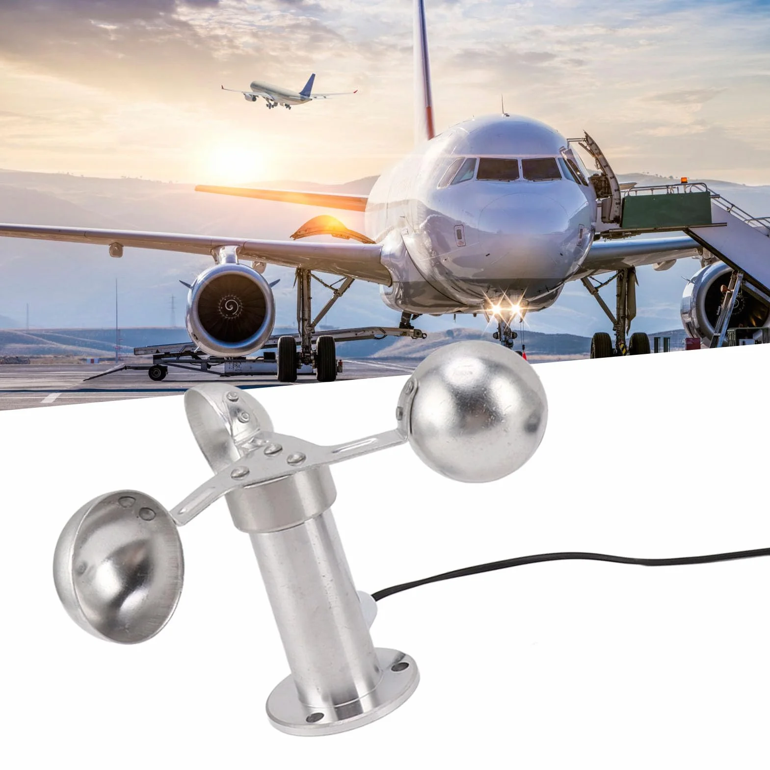 Windgeschwindigkeitssensor Anemometer Aluminiumlegierung 0-3,8 V 8 m wasserdichtes Kabel Meteorologische Station