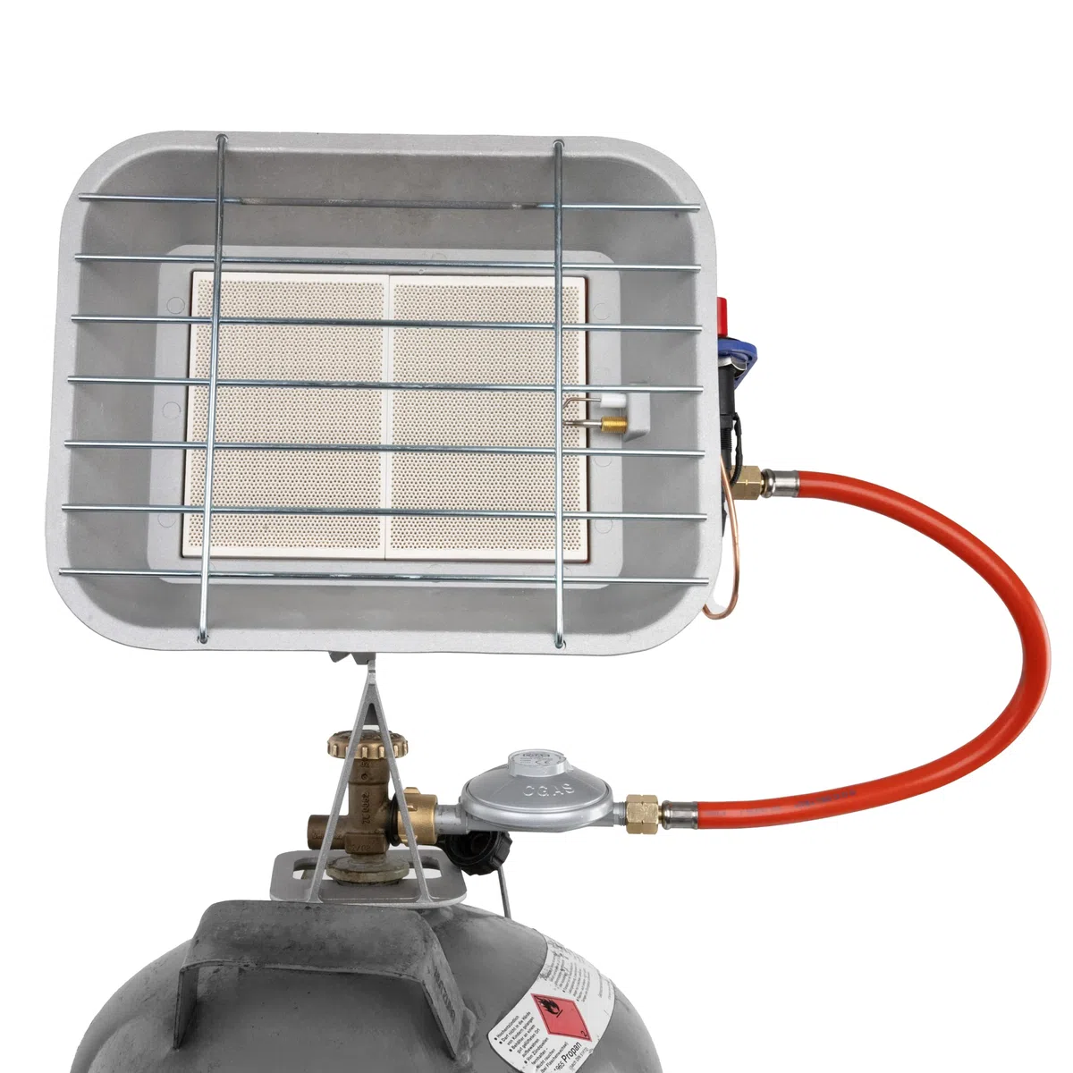 Güde Gasheizstrahler GHS 4200PIEZO (2,9-4,5 kW Heizleistung, 210-327 g/h Gasverbrauch, 40 cm Gasschlauch, rostfreier Reflektor, Schutzgitter, Druckminderer, Piezozündung, Thermosicherheitselement)