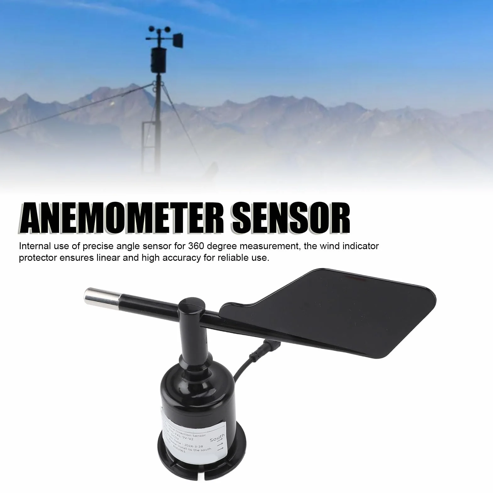 360-Grad-Windrichtungssensor, Anemometergehäuse, DC 5 V, Präziser Anemometersensor für Gewächshäuser