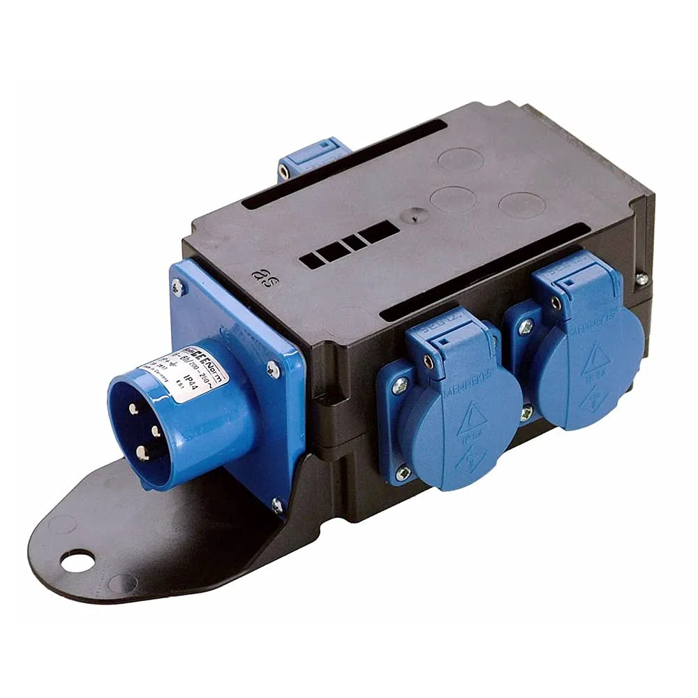 as - Schwabe MIXO-Stromverteiler Camping - Campingadapter - Mobiler Stromverteiler - hochbruchfest - CEE Stecker (230V/16A/3-polig), 3x Schutzkontaktsteckdosen - bis 16A/3,5kW - IP44, 60498