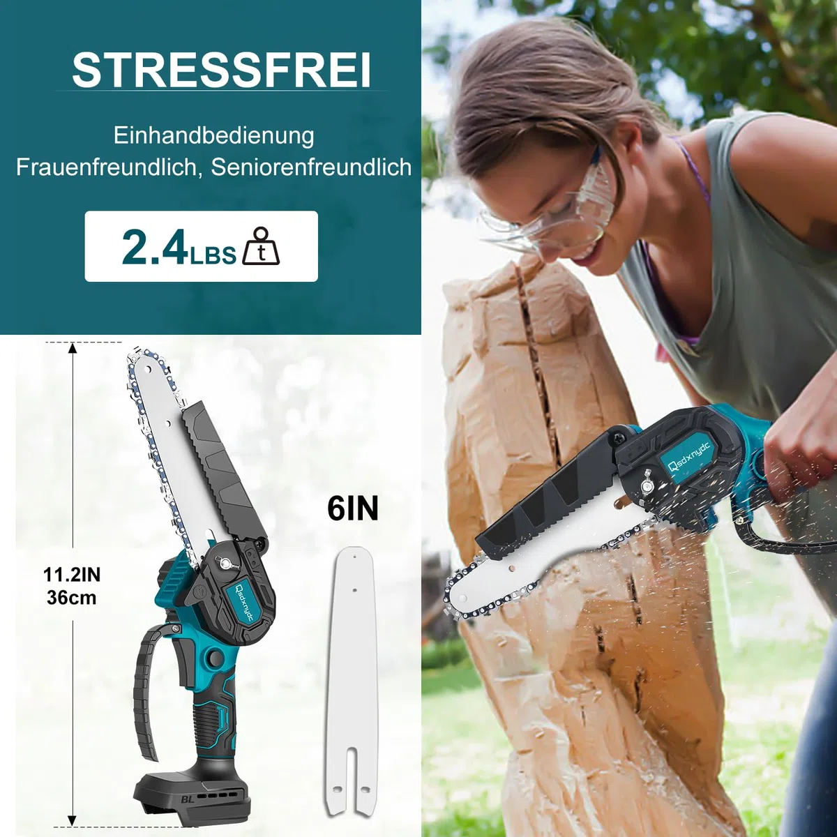 Bürstenlose 6 Zoll Mini Kettensäge für Makita 18V LXT (Kein Akku), Kabellose Einhand Ersatz Kettensägen für Makita Battery, Elektro Chainsaw Chain Saw für Holzschneiden/Baumbeschneiden/Gartenscheren