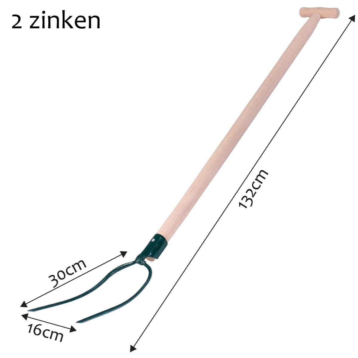 KADAX Heugabel, Forke, Spatengabel, Grabegabel, Mistgabel, Gabel für Garten, Drahtgabel mit Holzstiel, Gartengabel aus hochwertigem Stahl, Dunggabel, Gartenforke (2 Zinken, T-Griff)