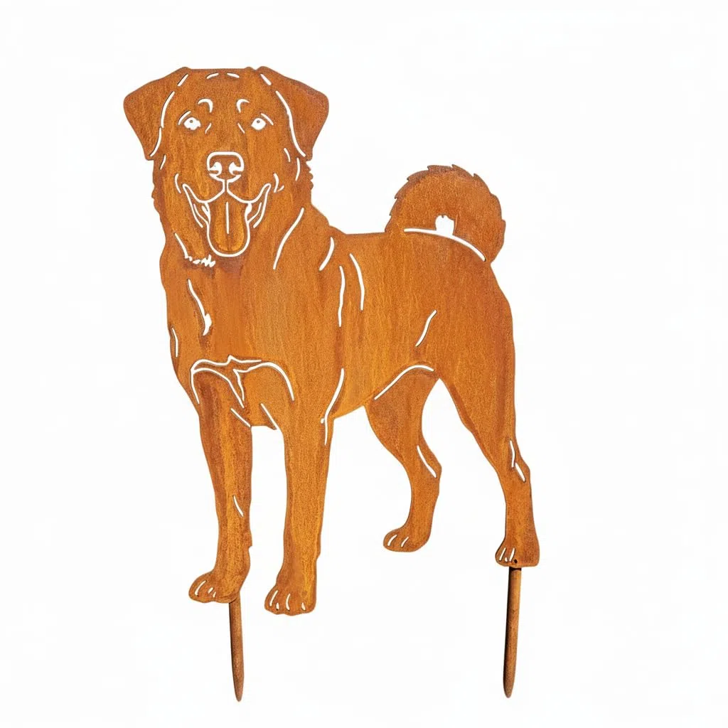 KPGA KAPAGA HOME & GARDEN Edelrost Gartenstecker Kangal - Rost Deko Hund Rostfigur Gartendeko für Draußen - stabile Metall Gartenfigur aus Stahl - Wetterfest für Beet Terrasse - 44x30cm
