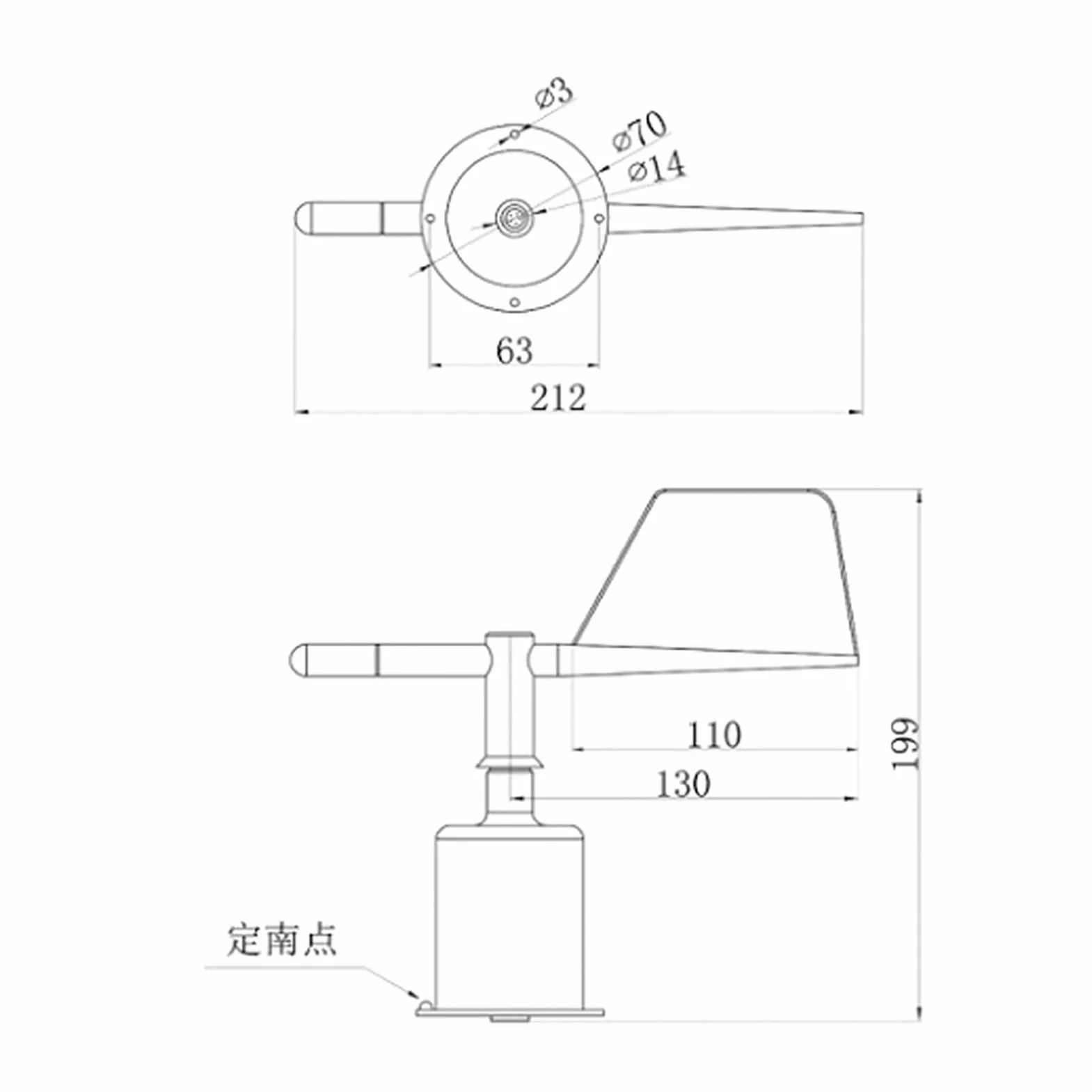 Windrichtungssensor Aluminiumlegierung RS485-Schnittstelle Wetterüberwachung