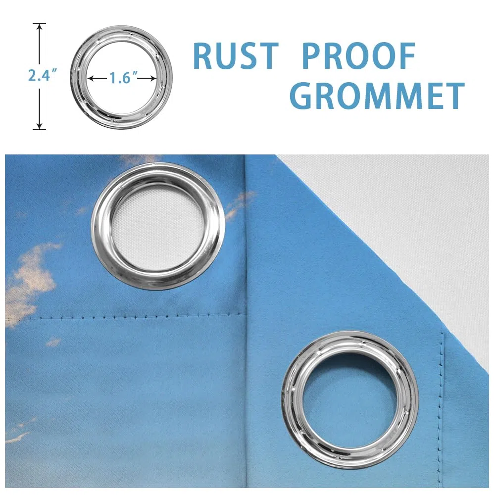 Outdoor Vorhang Wetterfest 2 Stück B132 x H213cm Atemberaubender Meerblick 3D Gedruckt Outdoor Vorhänge Wasserdicht mit Ösen, Outdoor Gardinen Sichtschutz für Balkon Terrasse Veranda Pergola