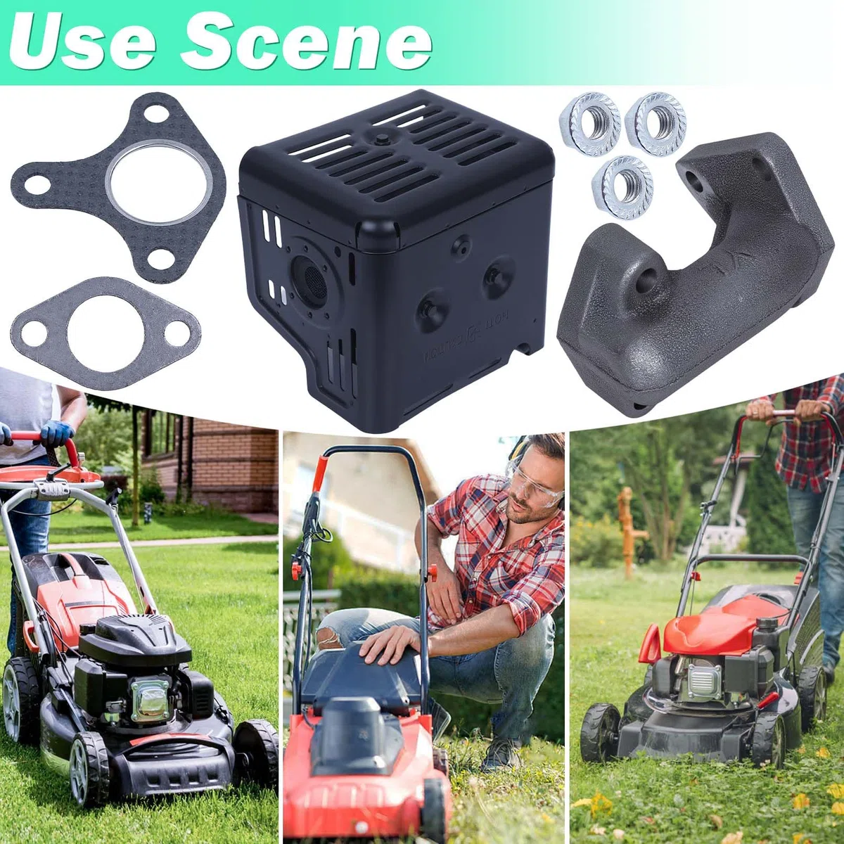 Auspuff für Honda GX390 GX340 11HP 13HP Motoren, ADEFOL Auspuff mit Auspuffrohr Dichtung 4 Takt Motor Auspuffbaugruppe Ersatzteile Schalldämpfer Dichtunssatz Zubehör