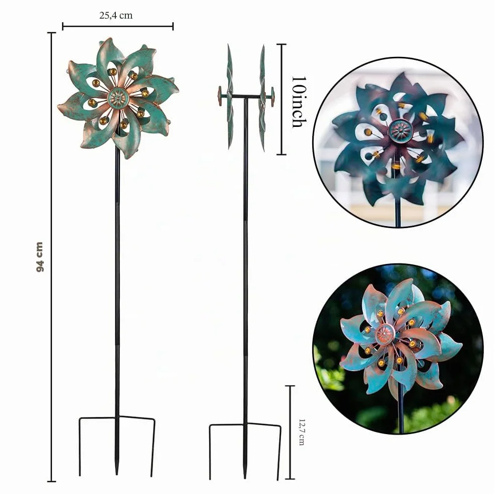 VEWOGARDEN Windspiel für Gartendekoration, klein, wasserdicht, Metall, Windspiel für Hof und Garten, 94 x 25,4 cm (Doppelklinge)