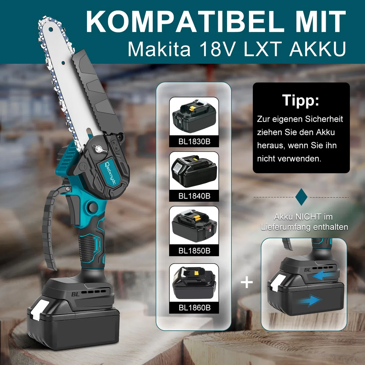 Bürstenlose 6 Zoll Mini Kettensäge für Makita 18V LXT (Kein Akku), Kabellose Einhand Ersatz Kettensägen für Makita Battery, Elektro Chainsaw Chain Saw für Holzschneiden/Baumbeschneiden/Gartenscheren