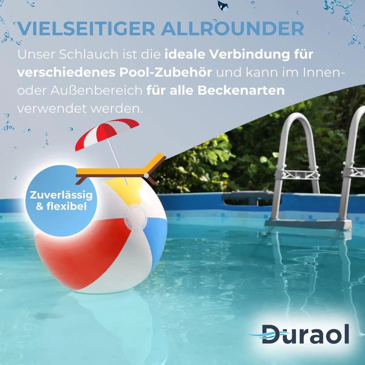 Poolschlauch 38mm I Länge 12m I Saugschlauch mit stabilen Muffen I Schwimmschlauch für Bodensauger I Pool Schlauch 38mm schwarz I Schlauch für Poolsauger I Hochwertiges Pool Zubehör