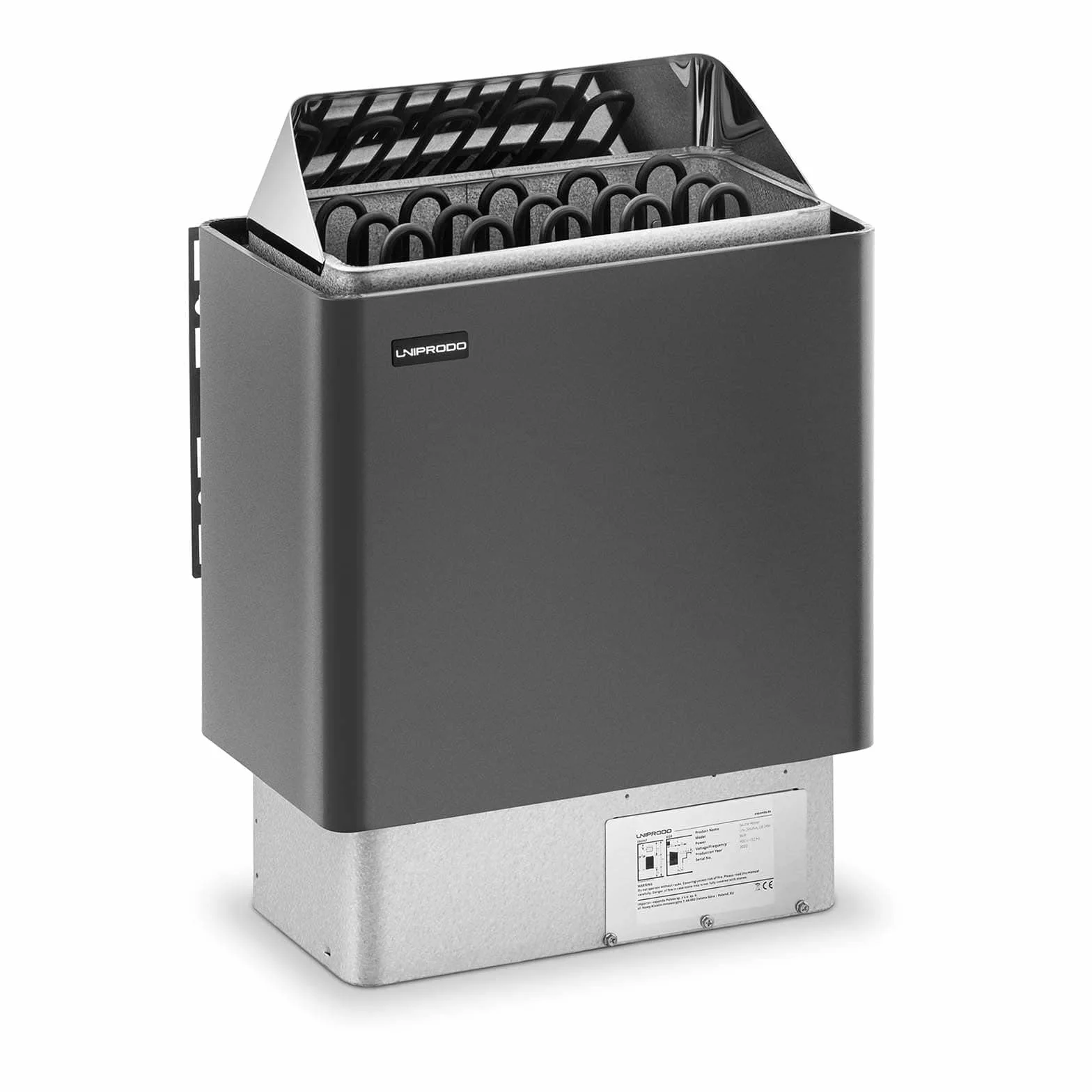 UNI_SAUNA_G8.0KW Saunaofen elektrisch 8 kW 30 bis 110 °C Überhitzungsschutz Thermostat Saunaheizung Sauna Ofen für 8-12 m³ Saunen Saunazubehör Wandmontage möglich Trockendampfsauna