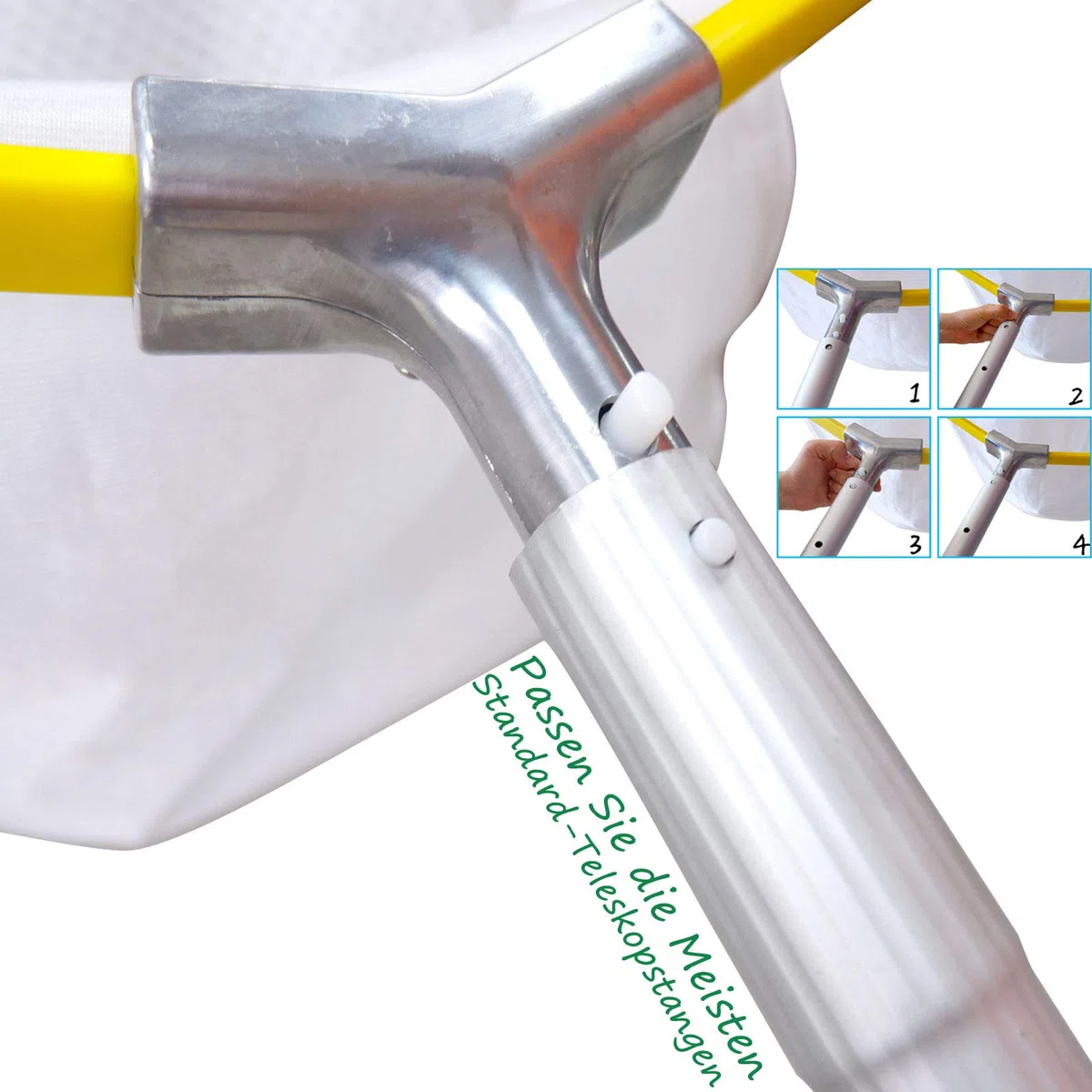 Professionellen Metall Pool Kescher, Schwerlast Laub Käscher mit AluminiumRahmen, FeinMaschig Tiefen Netz für Reinigung Schwimmbad Blátter Insekten Schlamm, Pool Skimmer Rake Net