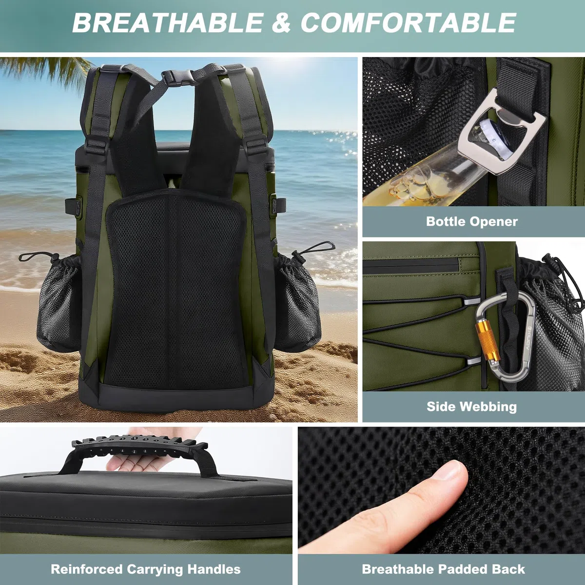 Kühlrucksack, 30L Große Thermo Kühltasche Rucksack, Wasserdicht Picknickrucksack Groß für Herren & Damen