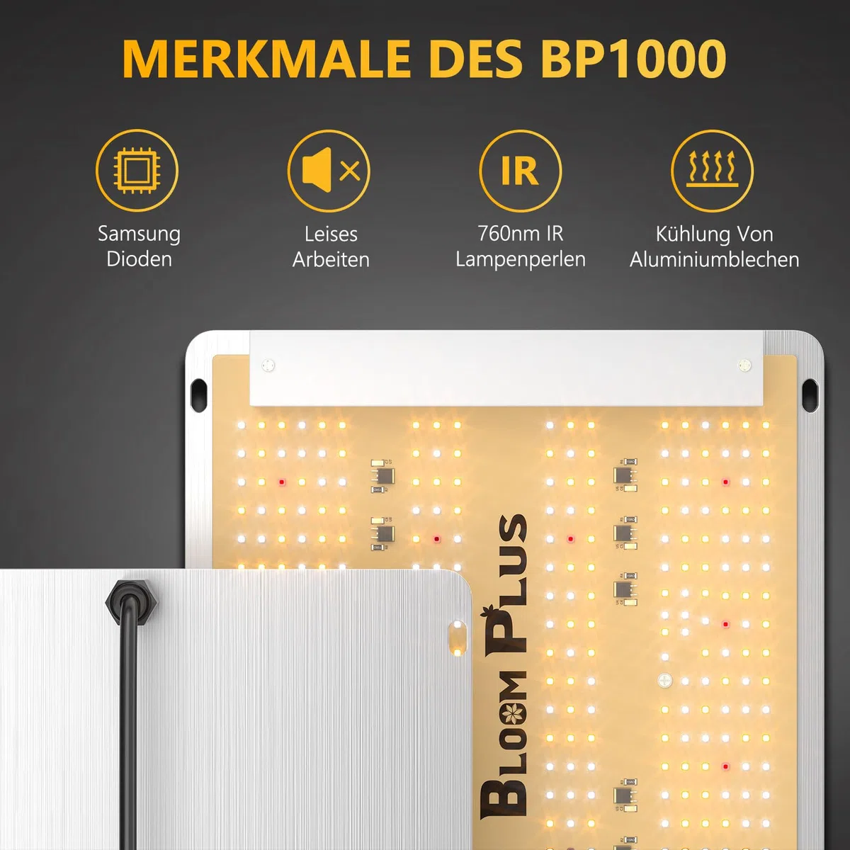 LED Grow Lampe Bloom Plus BP1000 Pflanzenlampe LED Vollspektrum LED Grow Light für Indoor Gartenarbeit Gemüse und Blumenpflanzung Pflanzen anzuchtlampe mit 336 Samsung Dioden