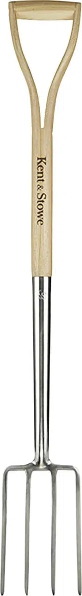 Kent & Stowe Beet-Spatengabel – Garten-Forke zum Umgraben aus Edelstahl, ideal für Enge Beete, Heugabel mit Stiel aus Eschenholz, Länge: 104 cm
