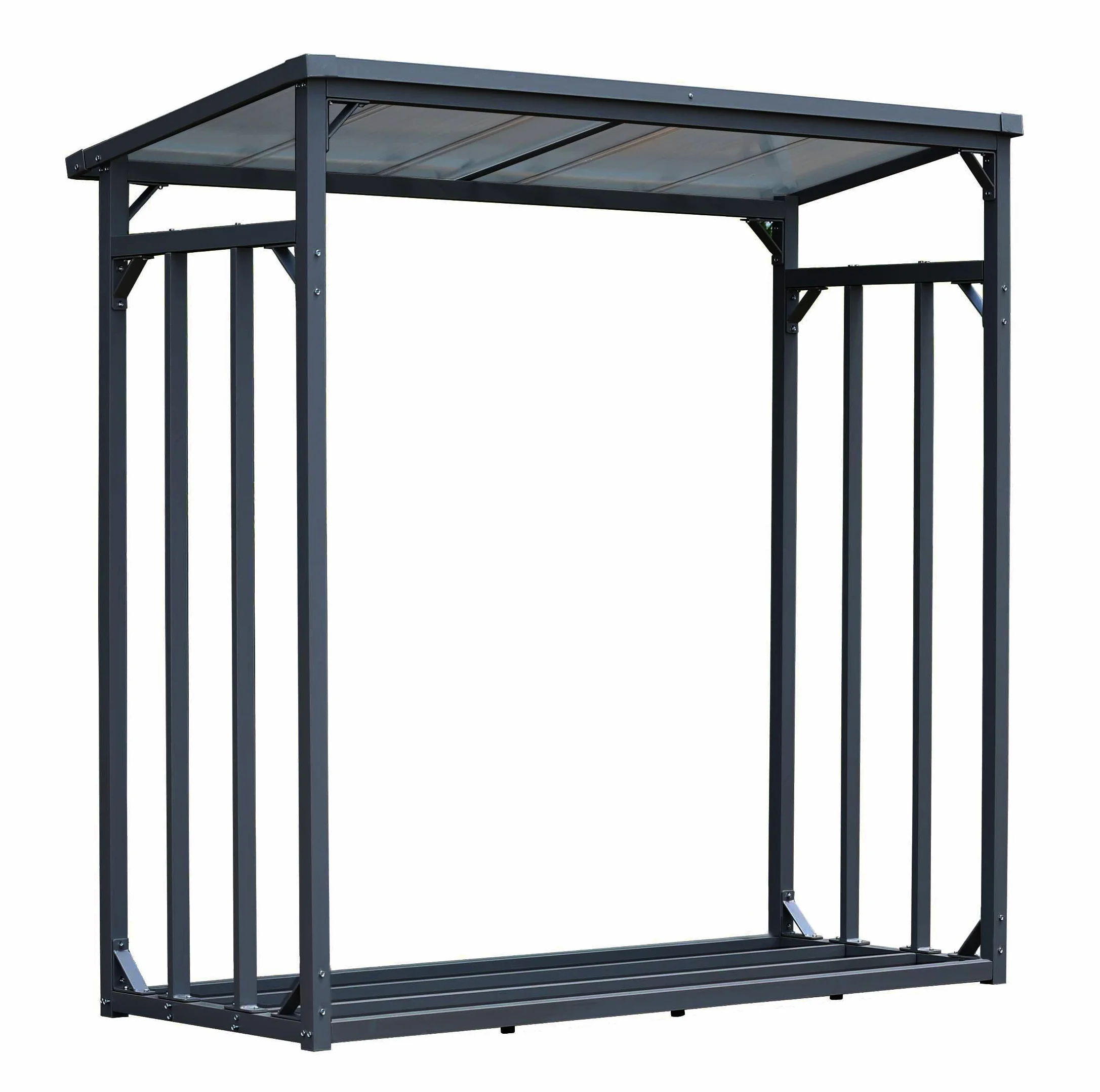 QUICK STAR Metall Kaminholzregal Außen 185 x 70 x 185 cm, 40 mm Stahlprofil, Anthrazit, Wetterfest, 2,3 m³, XXL Garten Kaminholzunterstand