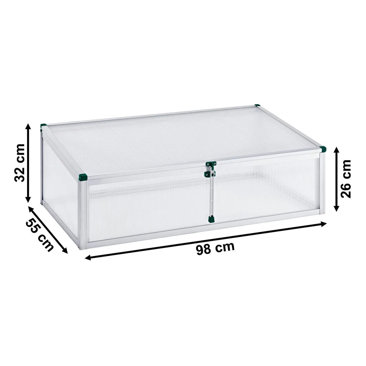 Beckmann Frühbeet Typ Allgäu Modell FSH [10 Jahre Garantie] Hagelfeste 6mm Polycarbonatplatten I Made in Germany I UV-Schutz I Premium Aluminium Mini Gewächshaus I 98x58cm