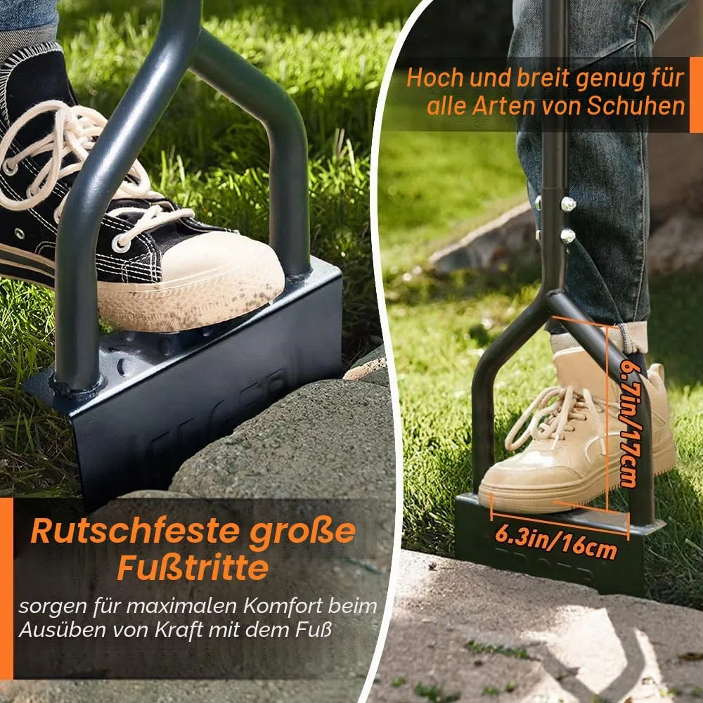 Colwelt Manuelles Rasenkantenwerkzeug, 102 cm, Halbmond-Rasenschleifer mit V-förmiger gezackter Klinge, massiver Stahl, Rasenkantenwerkzeug mit weichem T-Griff, Gartengraskantenschneider für Gehweg