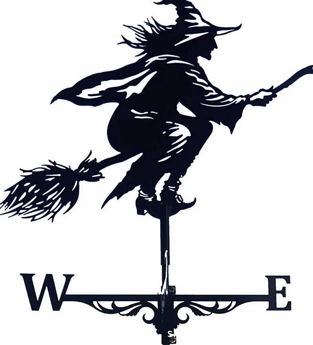Alnicov Wetterfahne aus Metall, Witch Wetterfahne aus Edelstahl, mit Dachhalterung, Gartendekoration für den Außenbereich, Bauernhof, Garten, Pavillon