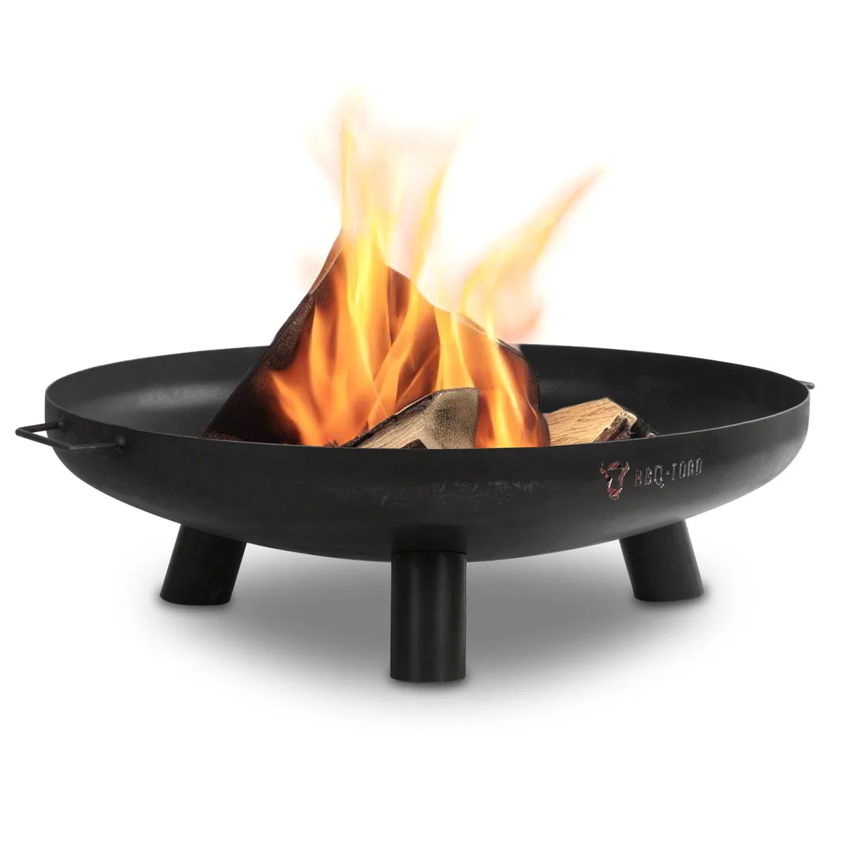 BBQ-Toro Feuerschale Ø 80 cm Schwarz Outdoor Feuerstelle mit Standbeinen und Griffen