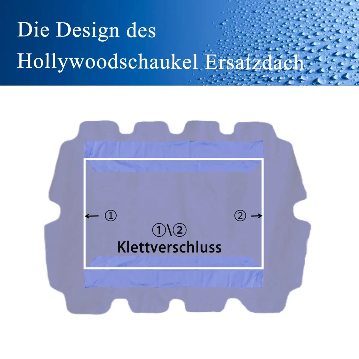 Hollywoodschaukel Dachbezug 210x145, Ersatzdach Hollywoodschaukel Dach Wasserdicht, Sonnendach für Hollywoodschaukel (Blau)