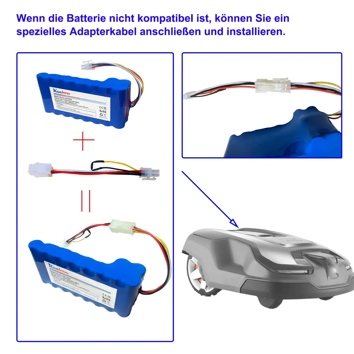 5200mAh Mähroboter akku,Ersatzakku für Husqvarna Automower 320, 330X, 420, 430, 430X, 440, 450X, 520, 550 Rasenroboter,Ersatz für 580 68 33-01,580 68 33-02 Akku. (18V/93.6Wh)