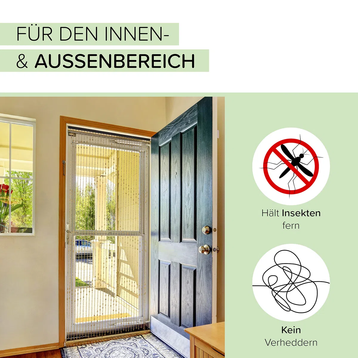 Kobolo Türvorhang Perlenvorhang Samara 31 Stränge 90x200 - Sichtschutz Balkon und Terrasse