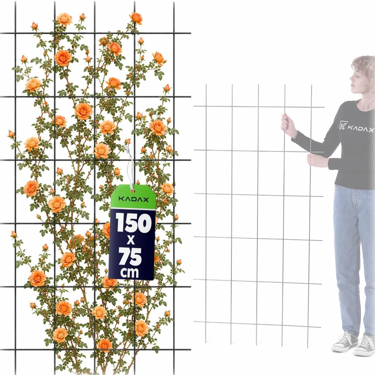 KADAX Rankgitter 75 x 150 cm, Gitterspalier für Garten, Pflanzen, Balkon, Terrasse, Metall Spalier, Rankhilfe, Klettergitter aus Stahl, Kletterhilfe, Rosenspalier, Pflanzengitter