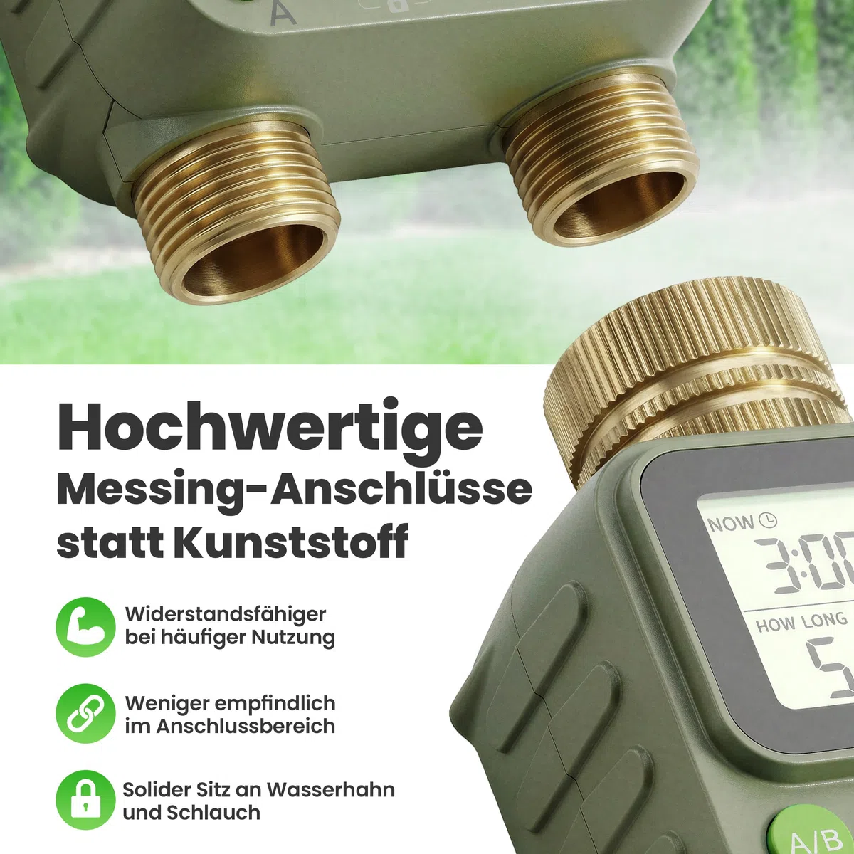rainfactory Bewässerungscomputer 2 Ausgänge mit Fernbedienung - automatische Bewässerungssteuerung für Garten - Bewässerungsuhr mit 4 Programmen, Delay - Wasser Zeitschaltuhr IP65, 3/4 Zoll Rasen Beet