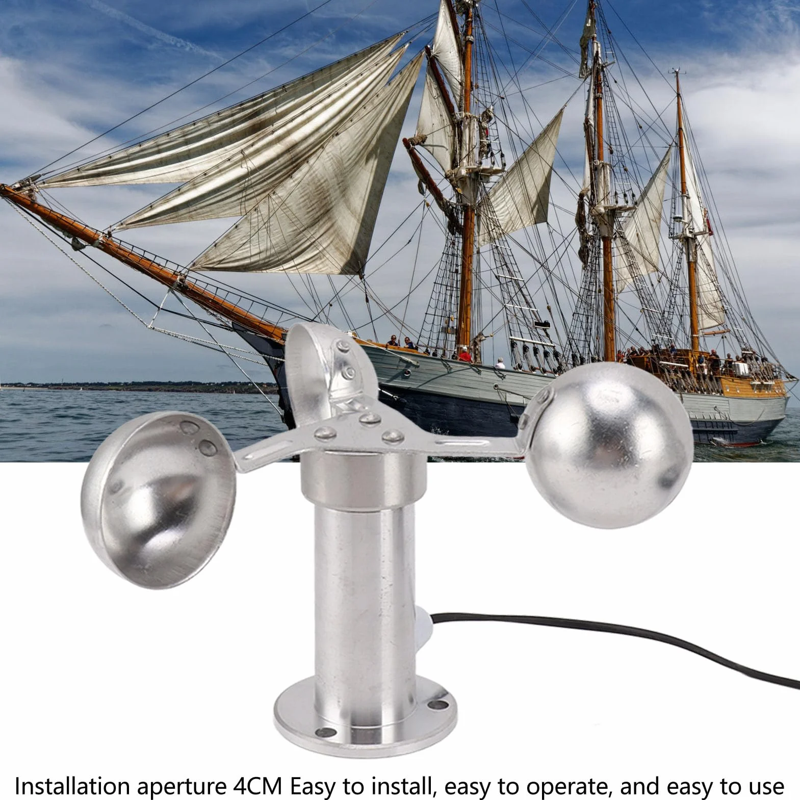 Windgeschwindigkeitssensor Anemometer Aluminiumlegierung 0-3,8 V 8 m wasserdichtes Kabel Meteorologische Station