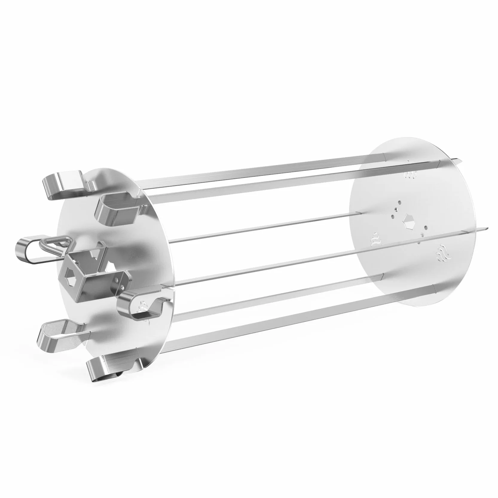 onlyfire Universal Drehbar Grillspieß System Rotisserie Nadel Set, Edelstahl Rondell Grillspiessgestell für Drehspieße, passt für Alle Drehspieße, mit 6 Langen 41cm Spießen, Ø16cm