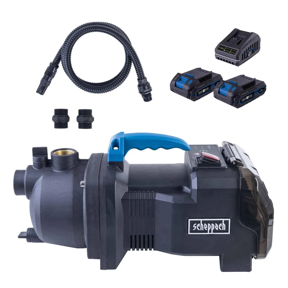 Scheppach Akku Gartenpumpe C-GP3000-X 20V-IXES-Serie 3000 L/h 25m 2,6bar 2x2Ah Akku Ladegerät
